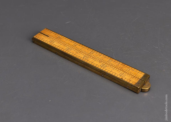 Vintage No 268 Folding Ruler 24 Wooden Boxwood Brass Tips