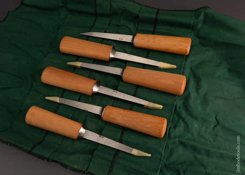 Full Set of 6 Dead Mint Pig Sticker Mortise Chisels by RAY ILES - 103223