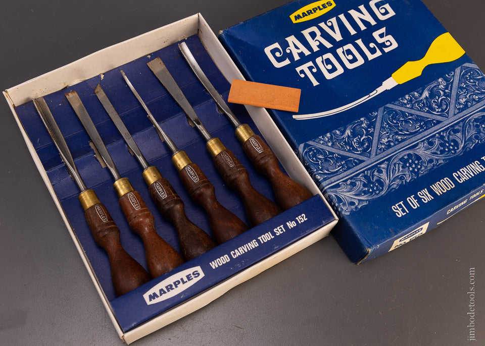 Set of 6 MARPLES Carving Tools with Stone in Original Box - 107346