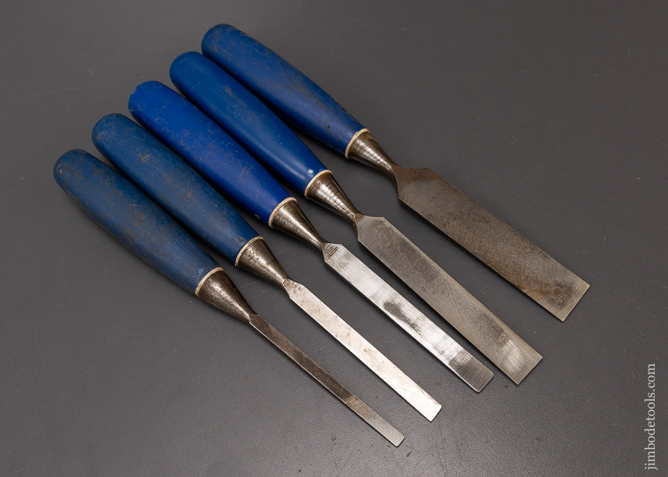 Fine Set of 5 MARPLES BLUE CHIP Bevel Edge Chisels - 108738