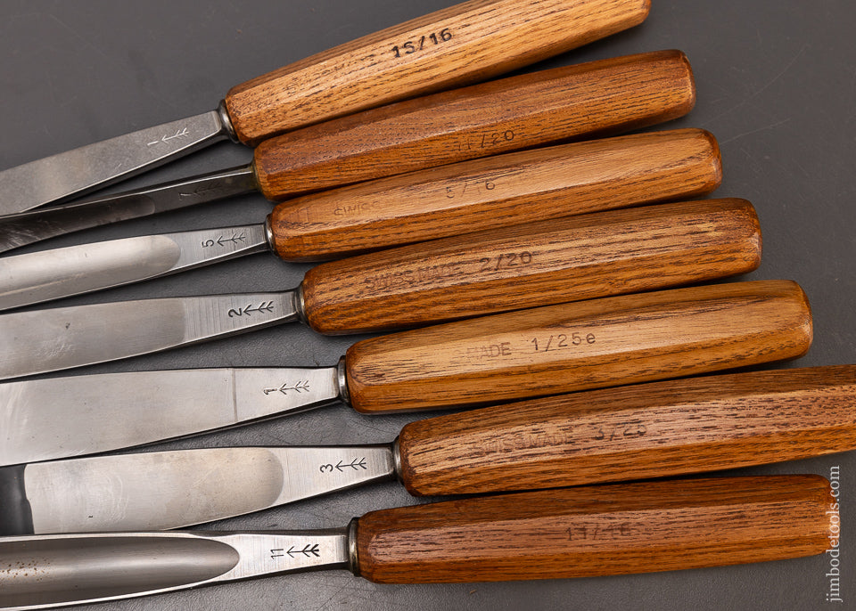 Mint Set of 7 Large Size PFEIL SWISS MADE Carving Tools Chisels Gouges - 110845