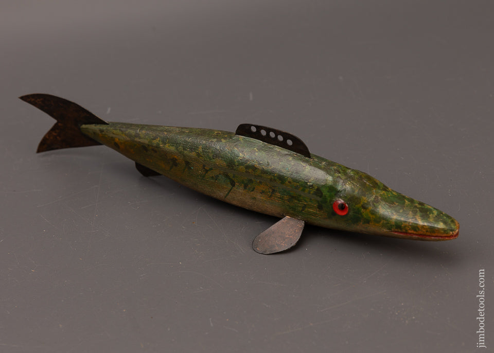 Swimming Pickerel Fish Decoy by ROB’T. LINDNER Clarence, N.Y. - 1111903