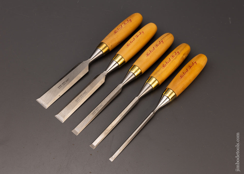 Near Mint Set of Boxwood Handled Bevel Edge Chisels by SORBY - 112210