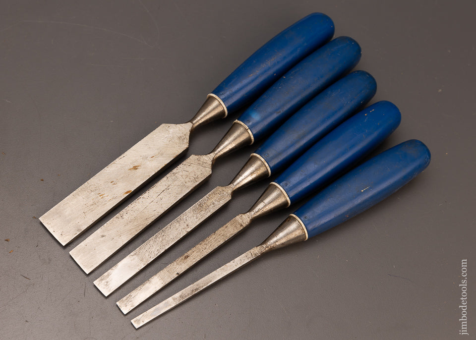 Fine Set of 5 MARPLES BLUE CHIP Bevel Edge Chisels - 112752