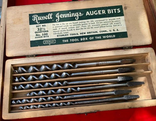 Complete Set of 13 RUSSELL JENNINGS Auger Bits in Original 3 Tiered Box EXTRA FINE - 112834