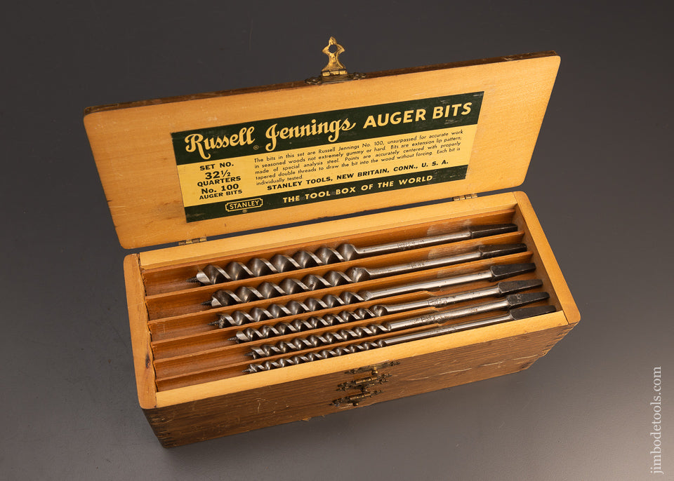 Extra Fine Set of 13 RUSSELL JENNINGS Auger Bits in Original 3 Tiered Box - 113128