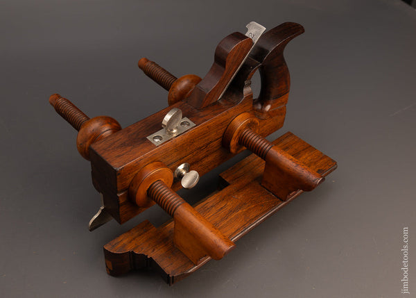 Fantastic Solid Rosewood Handled Screw Arm Plow Plane w/ Original Label by LAMB & BROWNELL NEW BEDFORD - 113220G