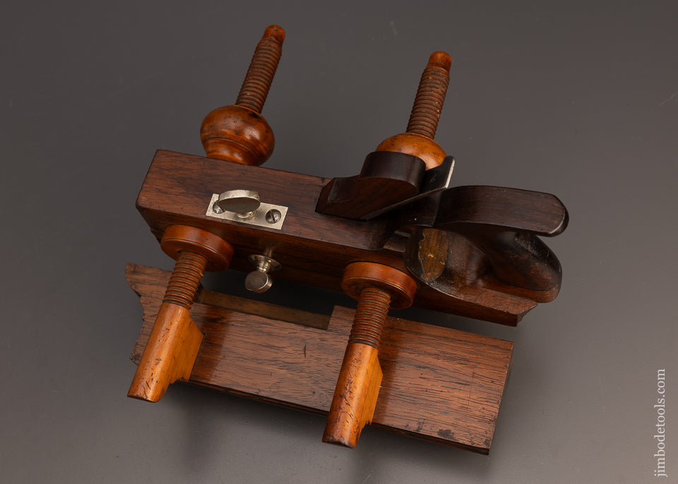 Fantastic Solid Rosewood Handled Screw Arm Plow Plane w/ Original Label by LAMB & BROWNELL NEW BEDFORD - 113220G