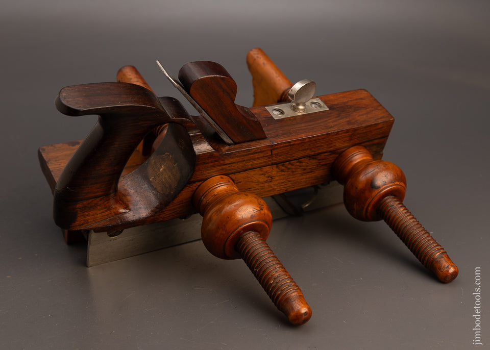 Fantastic Solid Rosewood Handled Screw Arm Plow Plane w/ Original Label by LAMB & BROWNELL NEW BEDFORD - 113220G