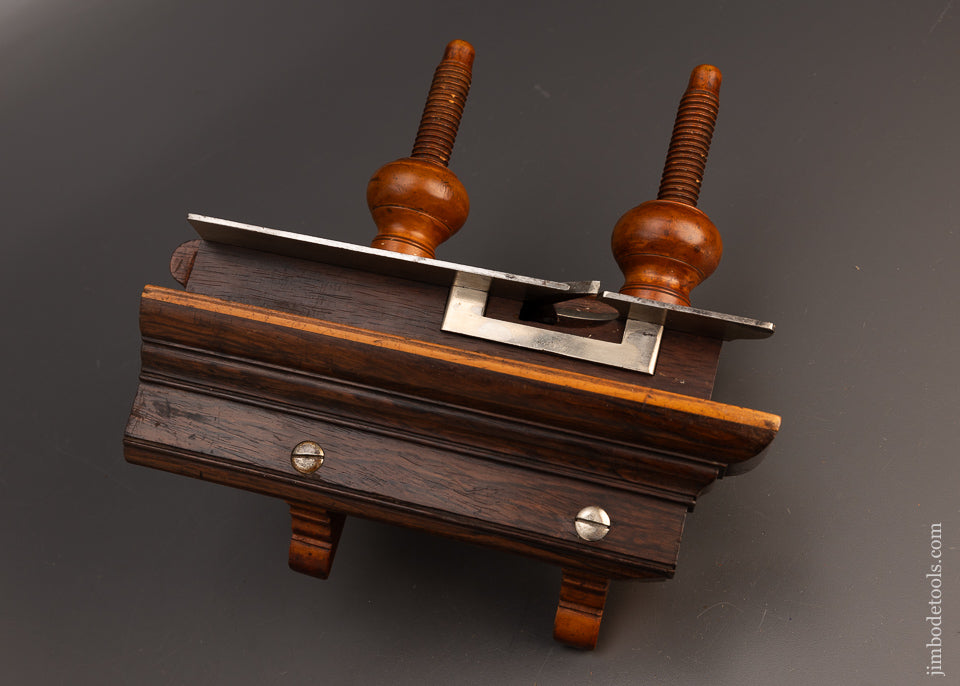 Fantastic Solid Rosewood Handled Screw Arm Plow Plane w/ Original Label by LAMB & BROWNELL NEW BEDFORD - 113220G