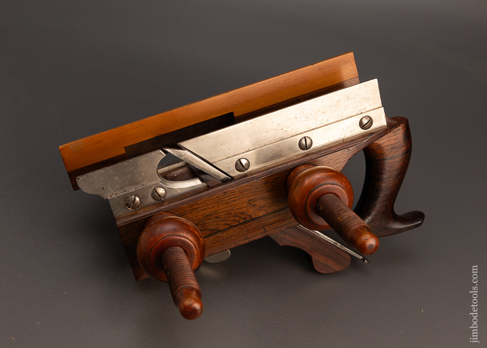 Fantastic Solid Rosewood Handled Screw Arm Plow Plane w/ Original Label by LAMB & BROWNELL NEW BEDFORD - 113220G