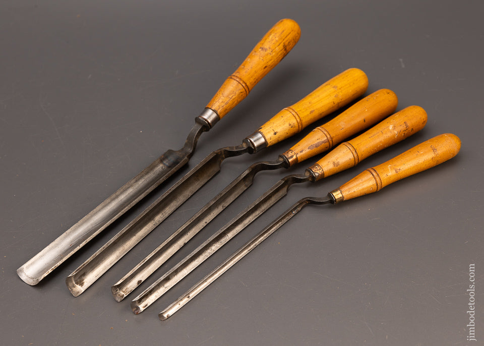 Sweet Set of 5 BUCK BROS. Crank Neck Paring Gouges - 113361