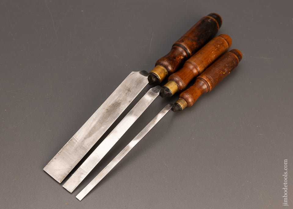 3 Fine BUCK BROS. Crank Neck Paring Chisels - 113377