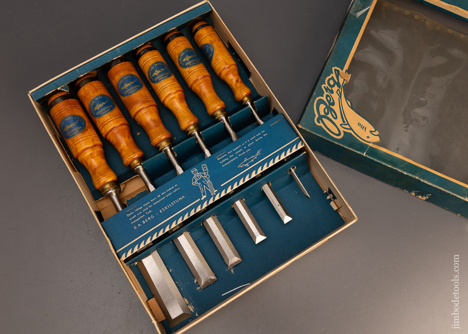 Mint Set of 6 E.A. BERG ESKILSTUNA Tang Firmer Chisels - 113459