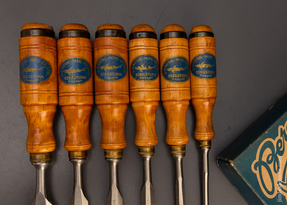 Mint Set of 6 E.A. BERG ESKILSTUNA Tang Firmer Chisels - 113459