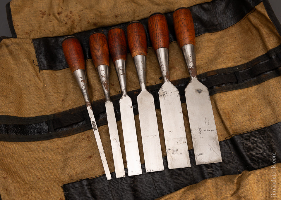 Magnificent Set of 6 STANLEY No. 40 EVERLASTING Chisels with Decals - 113474