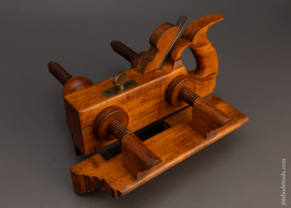 Excellent Solid Boxwood Screw Arm Plow Plane by G.W. DENISON WINTHROP CT. - 113565