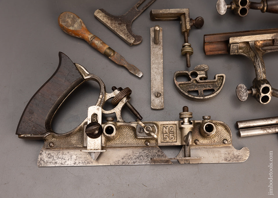 100% Complete STANLEY No. 55 Combination Plane in its Original Chestnut Box - 113654