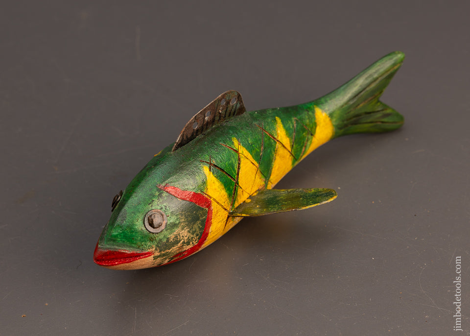 Pretty Yellow Perch Fish Decoy by Rob’t. Lindner, Clarencem N.Y. - 113763