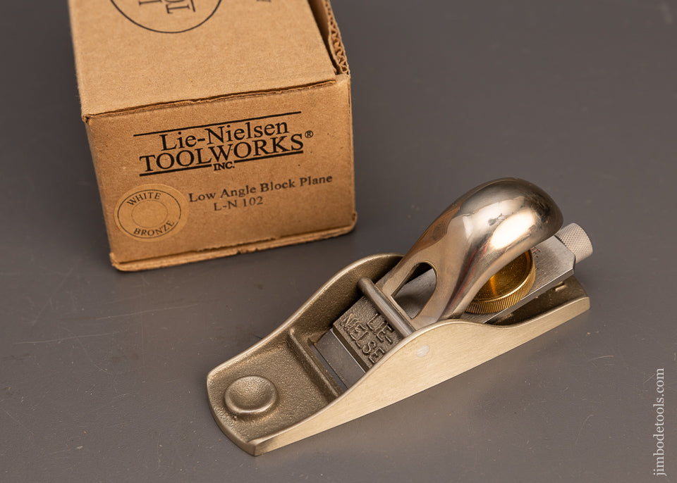 LIE NIELSEN No. 102 White Bronze Low Angle Block Plane Mint in Box - 113809