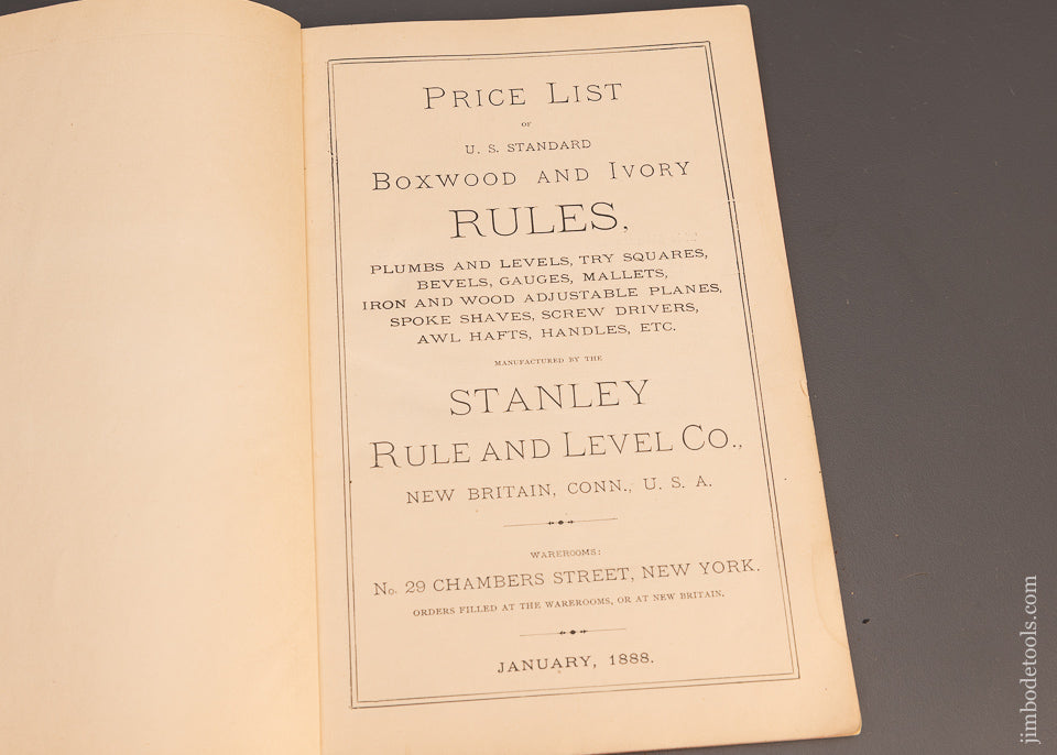 ORIGINAL! 1888 STANLEY RULE & LEVEL Catalog - 113866