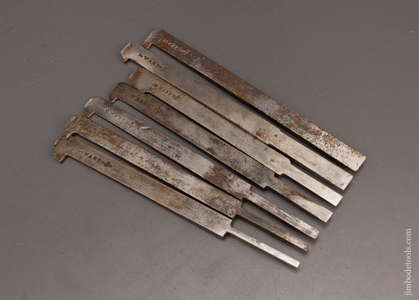 Fine Set of 7 Plow Plane Irons by WARD - 113980