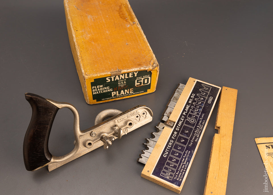 Near Mint USA Model STANLEY No. 50 Combination Plow Plane 100% Complete - 114306