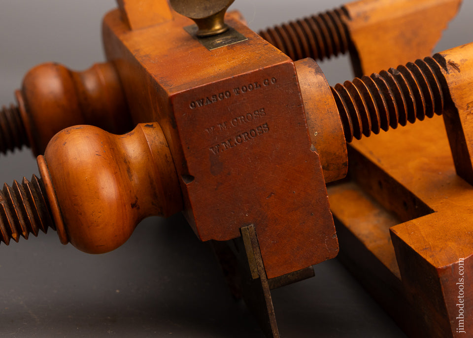 Gorgeous Solid Boxwood Ivory Tipped Screw Arm Plow Plane by OWASCO TOOL CO. Ca. 1875-93 - 114342