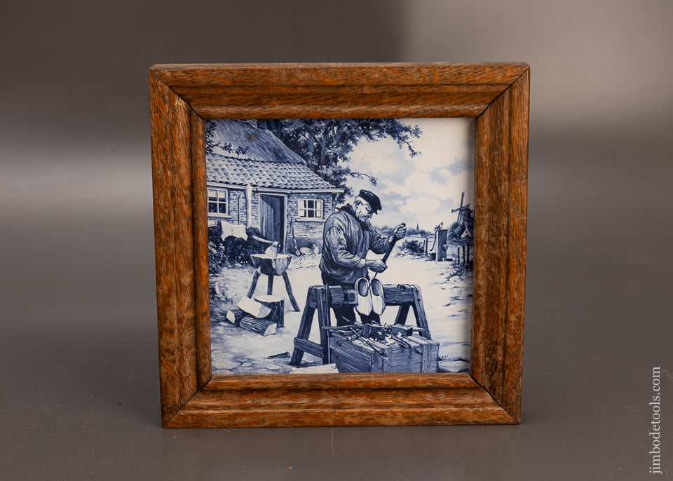 Glazed Ceramic Tile Depicting a Sabotier with Tools 6 x 6 Inches - 114709