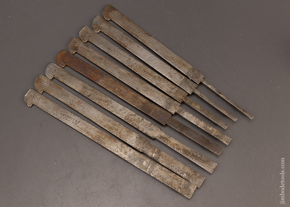 Fine Set of 8 Plow Plane Irons by GRIFFITHS NORWICH - 114804