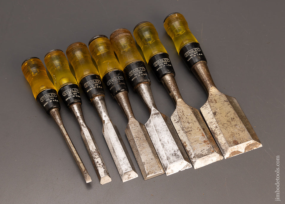 Very Good Set of STANLEY No. 60 Bevel Edge Bench Chisels - 114845