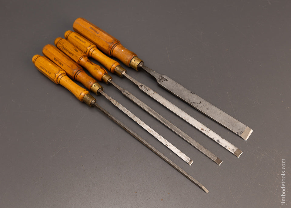 Stunning Boxwood Handled Set of 5 Paring Chisels by WARD - 114879