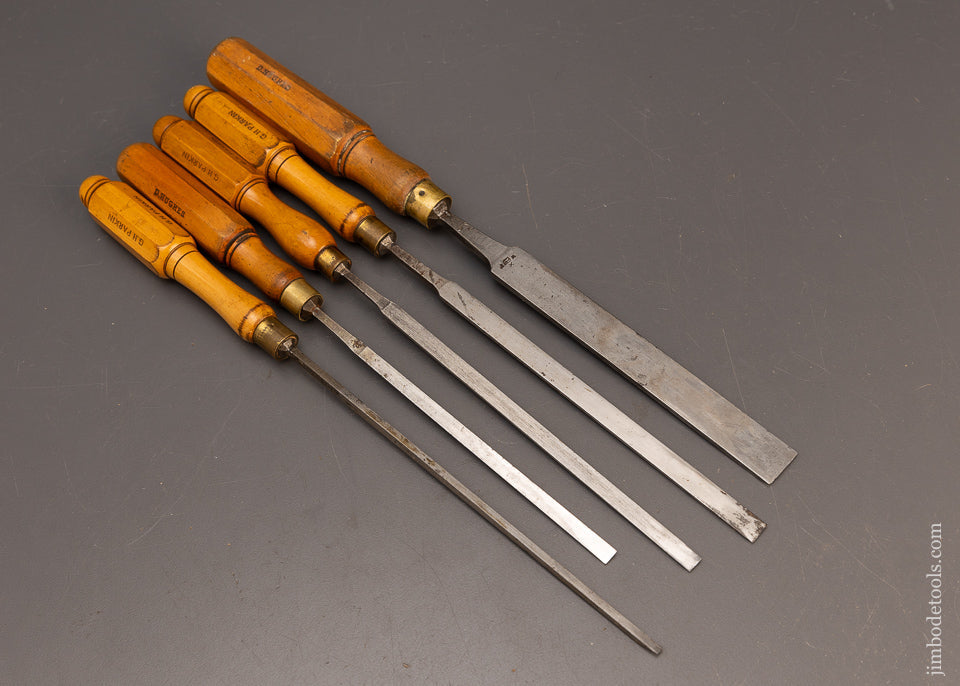 Stunning Boxwood Handled Set of 5 Paring Chisels by WARD - 114879