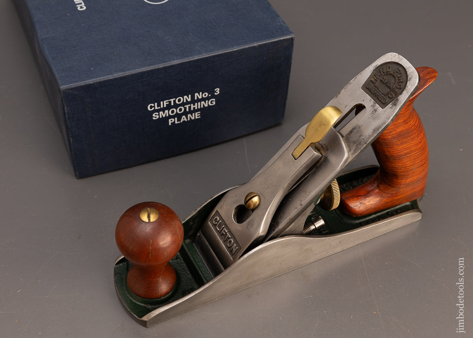 Near Mint in Box Premium Green Body CLIFTON No. 3 Smooth Plane - 114934