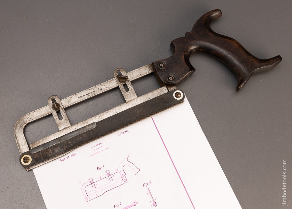 Rare! AUBIN's Patent March 29, 1928 Finger Joint Tenon Saw - 115036