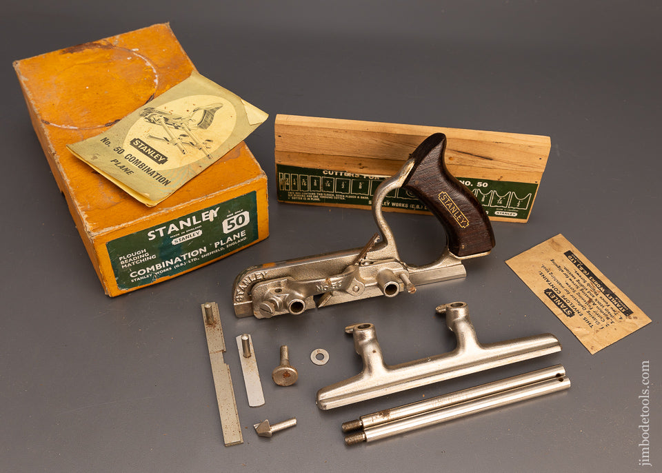 Unused! STANLEY No. 50 Light Combination Plane NEAR MINT & 100% COMPLETE in Original Box - 115038