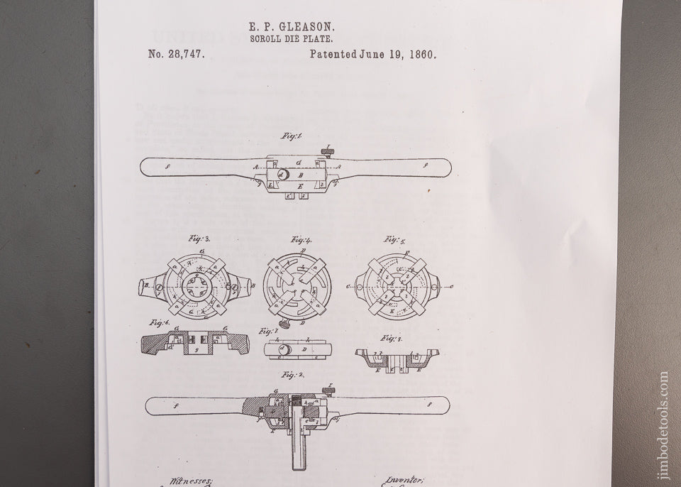 Fabulous Adjustable GLEASON PATENT June 19, 1860 Scroll Die Plate - 115290