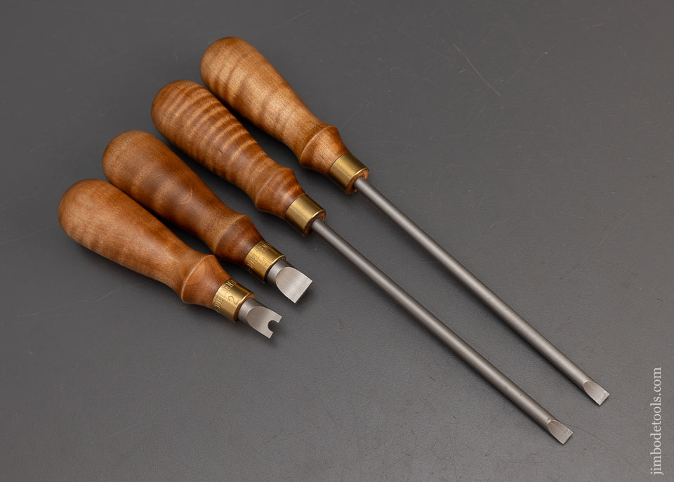 Mint Tiger Maple LIE NIELSEN Set of 4 Screwdrivers in Discontinued Tiger Maple - 115325