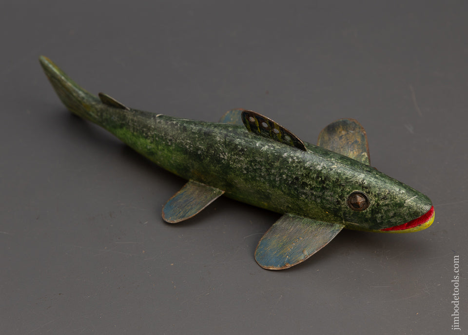 Pretty Hand Carved 10 Inch Fish Decoy by ROB’T. LINDNER, Clarence, N.Y. - 115393