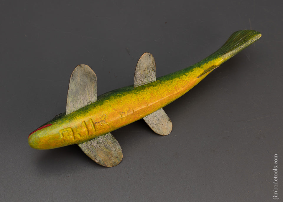 Pretty Hand Carved 10 Inch Fish Decoy by ROB’T. LINDNER, Clarence, N.Y. - 115393