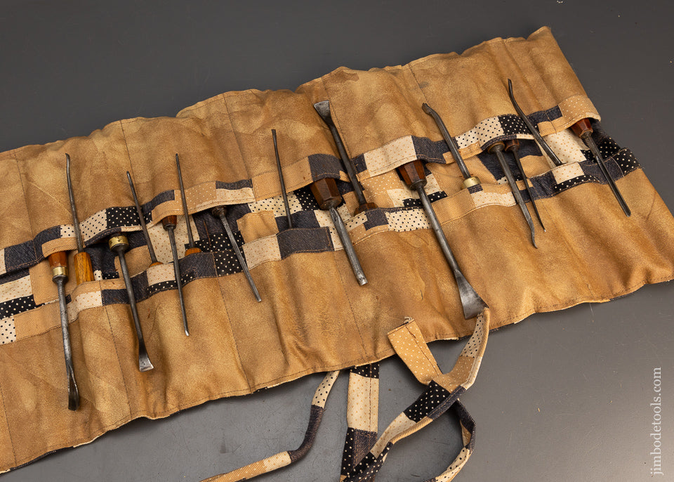 Nice Roll of 16 HERRING BROS. Carving Tools Chisels Gouges - 115845