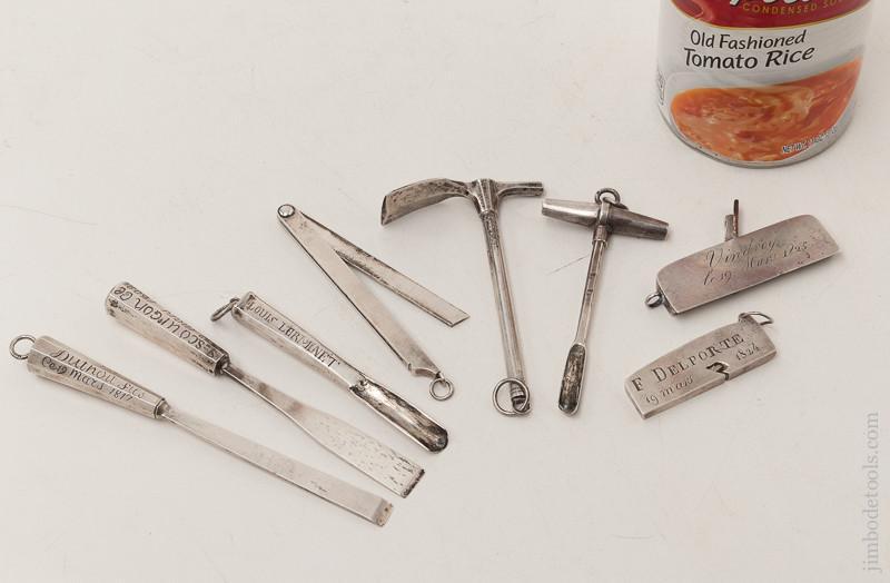 AMAZING Set of Eight Miniature Woodworking Tools in Sterling Silver DATED 1809, 1815, 1824, 1825! - 71711U