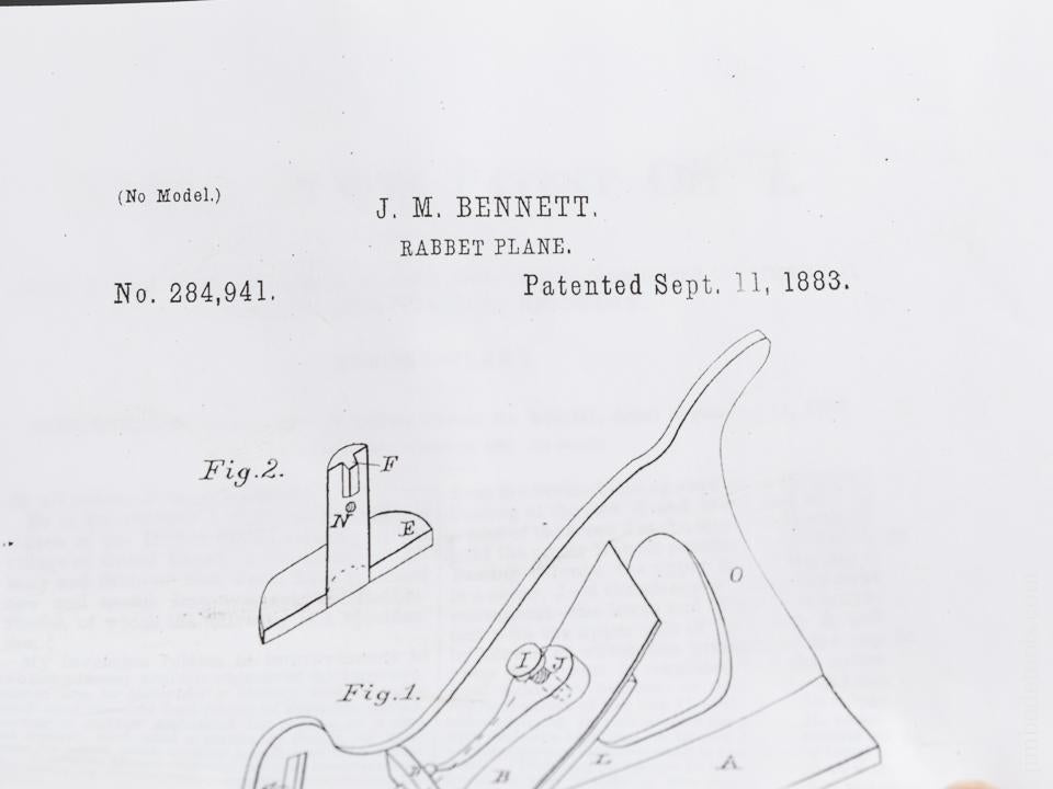 BENNETT Patent September 11, 1883 TATUM & CO Rabbet Plane RARE - 84183