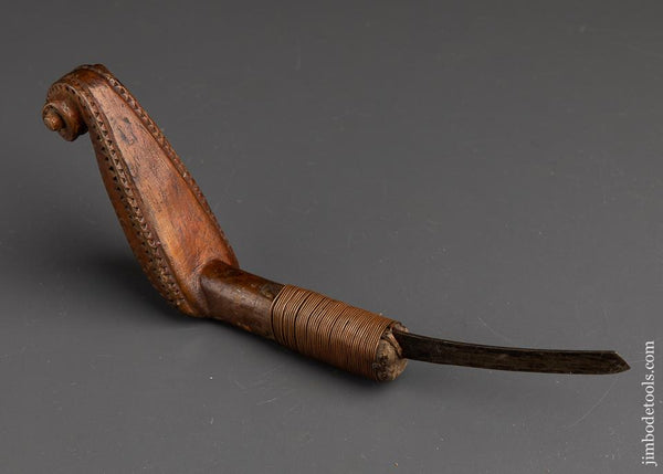 Early and Remarkable! Hand carved Copper Wire-Wrapped Fiddlehead Crook ...