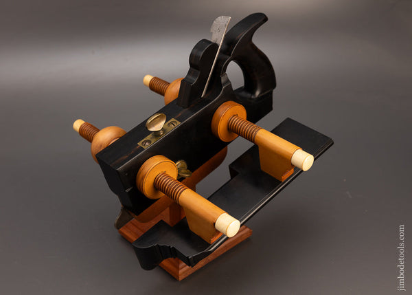 Stunning Solid Ebony & Boxwood Screw Arm Plow Plane - EXCELSIOR 113805