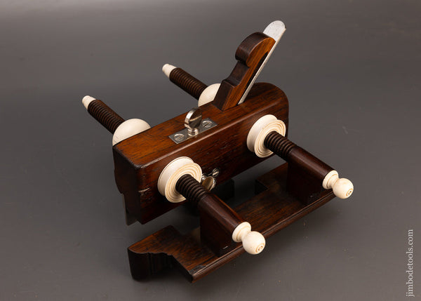 Spectacular Solid Rosewood Solid Nut Screw Arm Plow Plane by J. DENISON Ca. 1868-84 - EXCELSIOR 114316