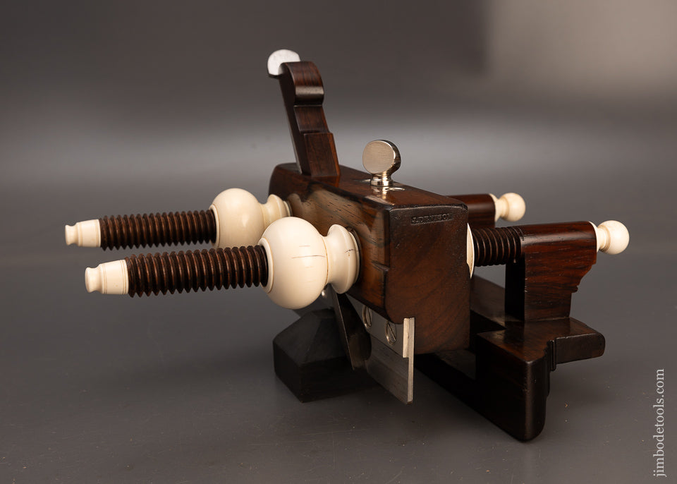 Spectacular Solid Rosewood Solid Nut Screw Arm Plow Plane by J. DENISON Ca. 1868-84 - EXCELSIOR 114316