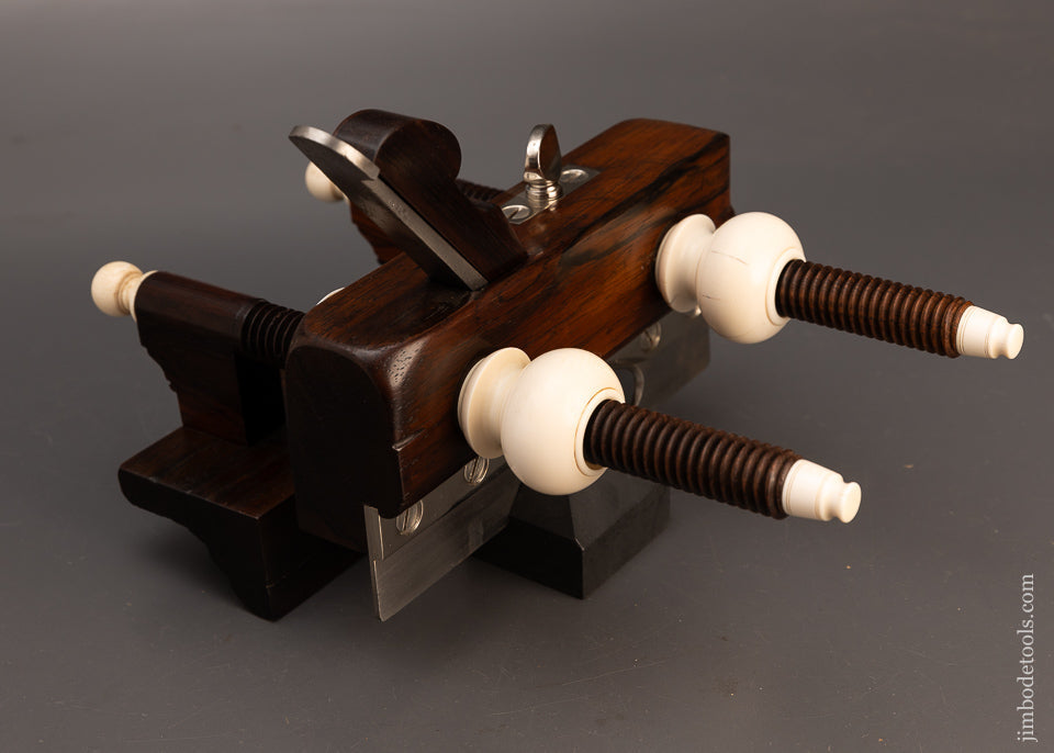 Spectacular Solid Rosewood Solid Nut Screw Arm Plow Plane by J. DENISON Ca. 1868-84 - EXCELSIOR 114316