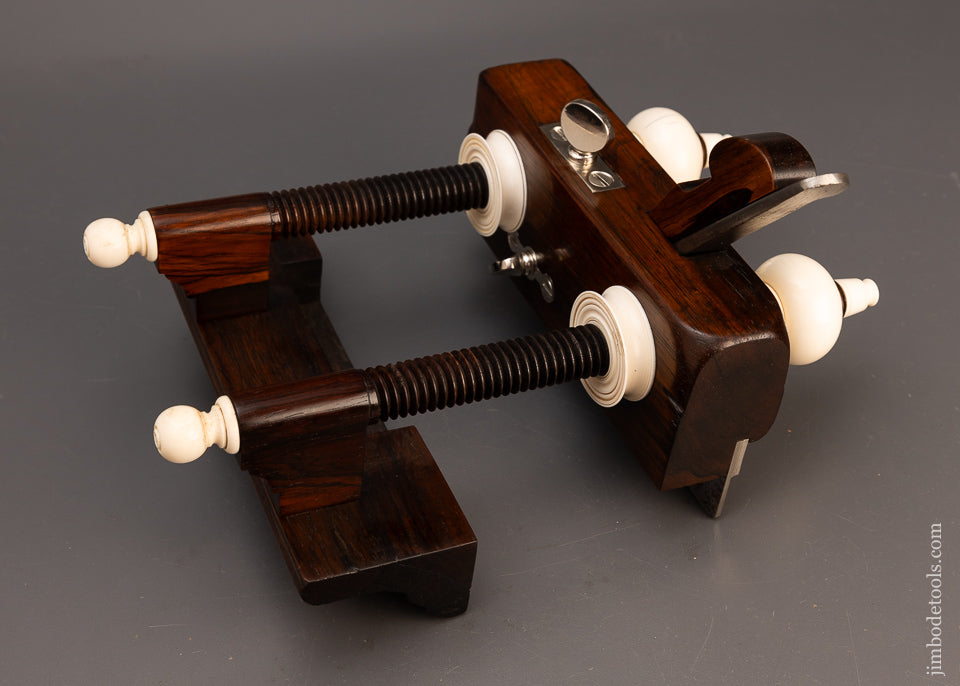 Spectacular Solid Rosewood Solid Nut Screw Arm Plow Plane by J. DENISON Ca. 1868-84 - EXCELSIOR 114316