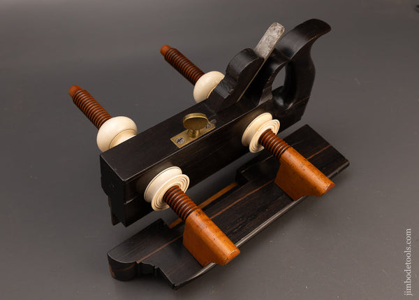 Gorgeous Solid Ebony Solid Nut Screw Arm Plow Plane by GREENFIELD TOOL CO. Ca. 1851-83 - EXCELSIOR 114355